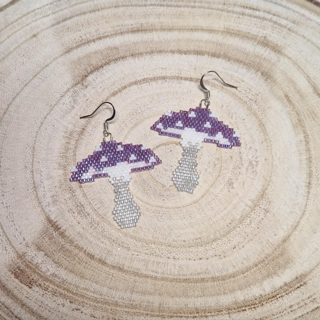 Boucles d'oreilles Champignons mauve 