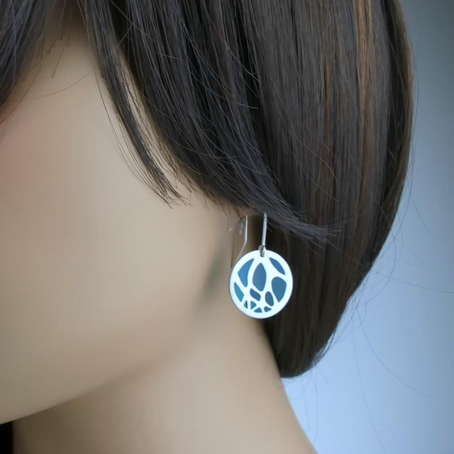 ''Ronds lumineux'' - Boucles d'oreilles émail plique à jour sur argent