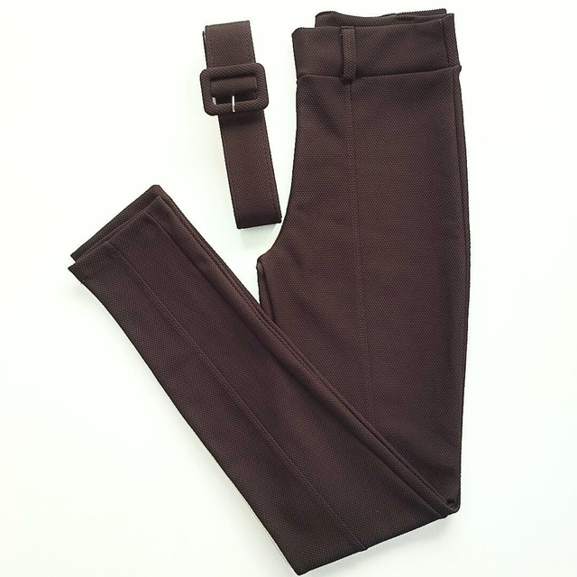 Calça Skinny malha crepe com cinto - Marron