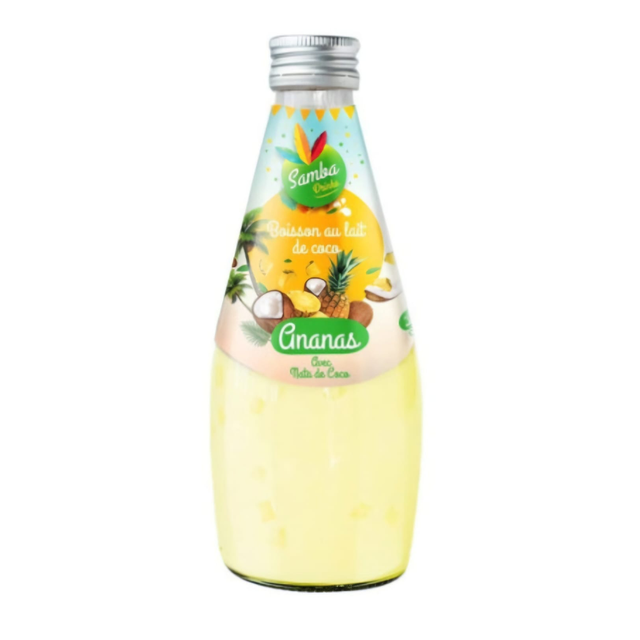 Samba Drinks – Boisson au Lait de Coco & Ananas avec Nata de Coco 290ml