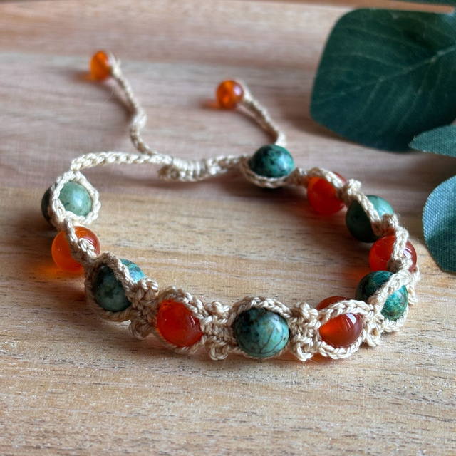 Bracelet Dharma turquoise africaine et cornaline 