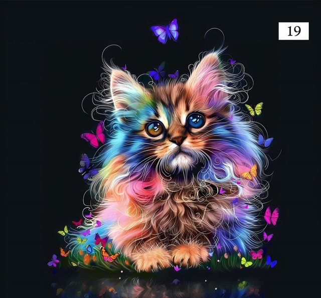 Panneau Chat en velours - 30x30cm 