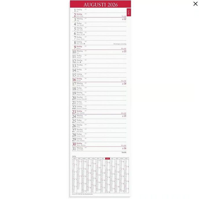 Stor Bordskalender Röd 2026
