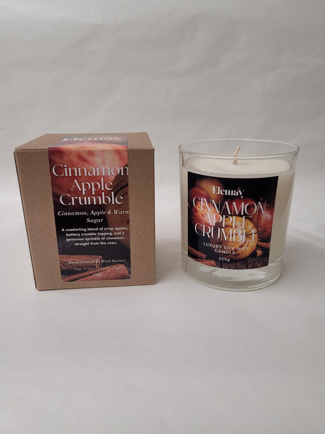 Cinnamon Apple Crumble Refillable Glass Jar Soy Wax Candle - ES-016