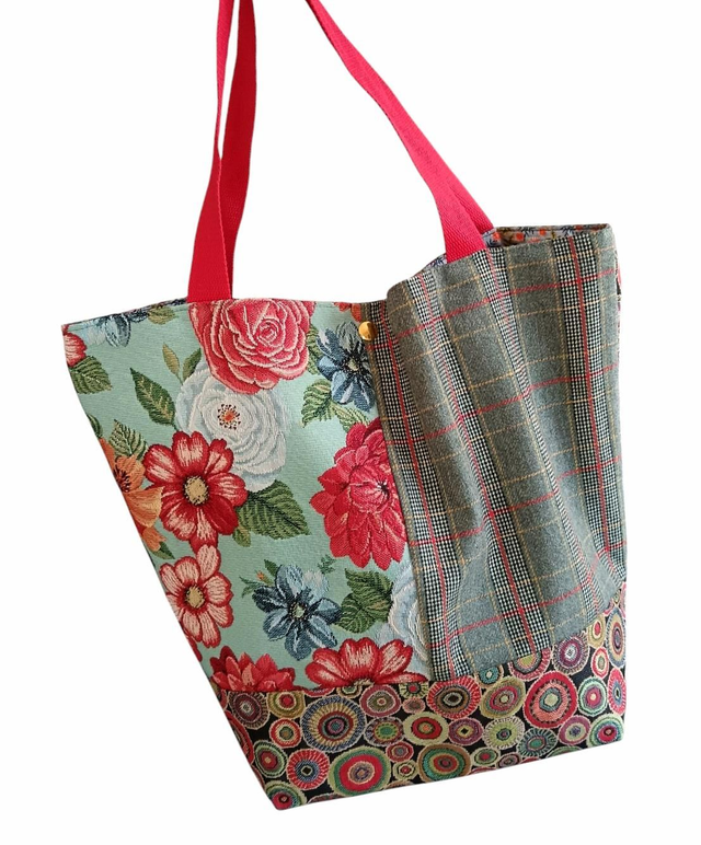 Grand cabas Tapisserie et lainage / Sac cabas patchwork