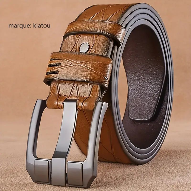 Ceinture à Boucle ardillon Pour Homme D&#039;affaires, loisir, couleur  caramel
