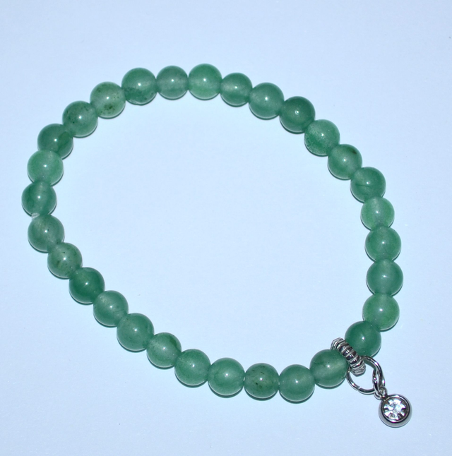 B68- Bracelet aventurine verte, charm strass