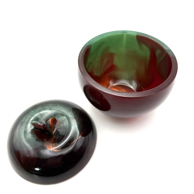 Petit pot Pomme rouge sombre et vert