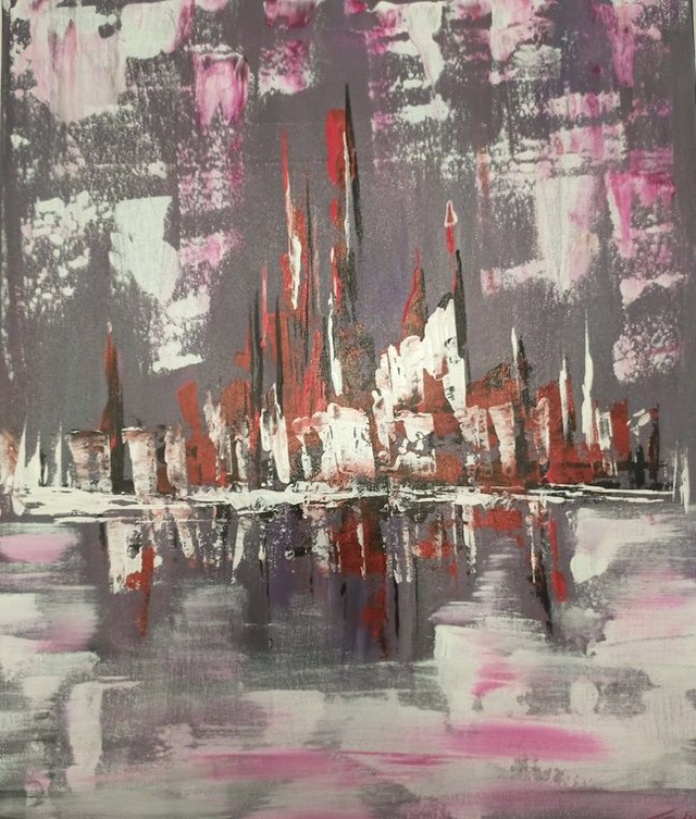 Art contemporain tableau peinture acrylique sur toile œuvre originale 46 x 55