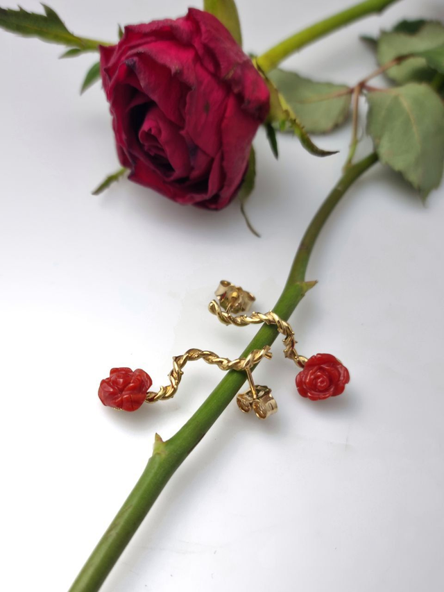 Orecchini Rosa Corallo Spinata