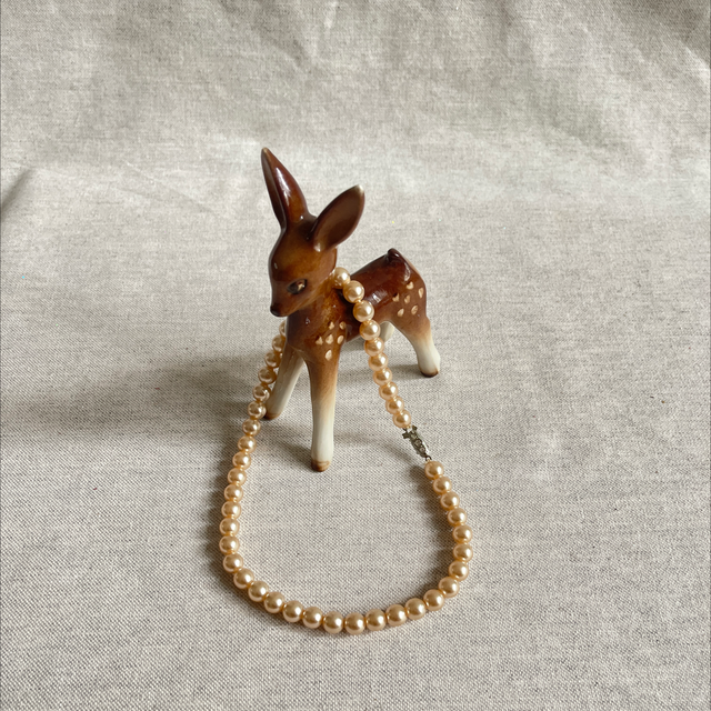 Glas Perlen Collier 20er Jahre cremeweiss