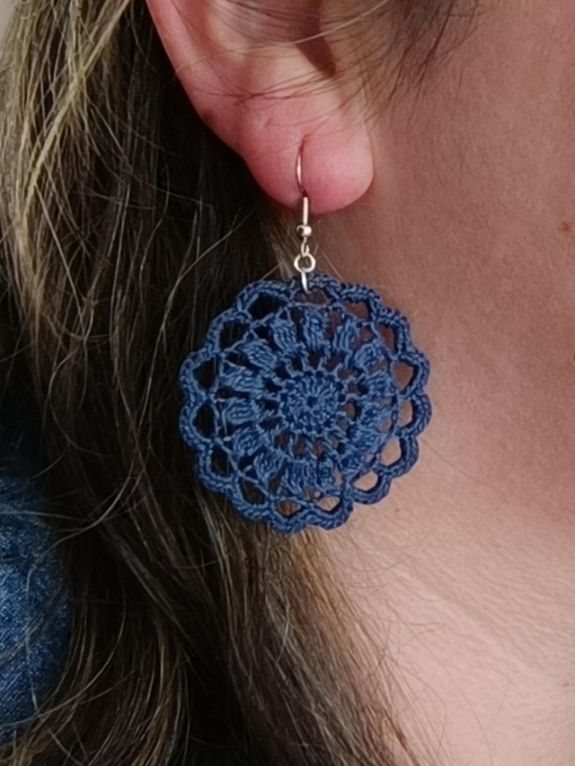 Boucles d'oreilles MANDY en crochet - fait main - coton perlé