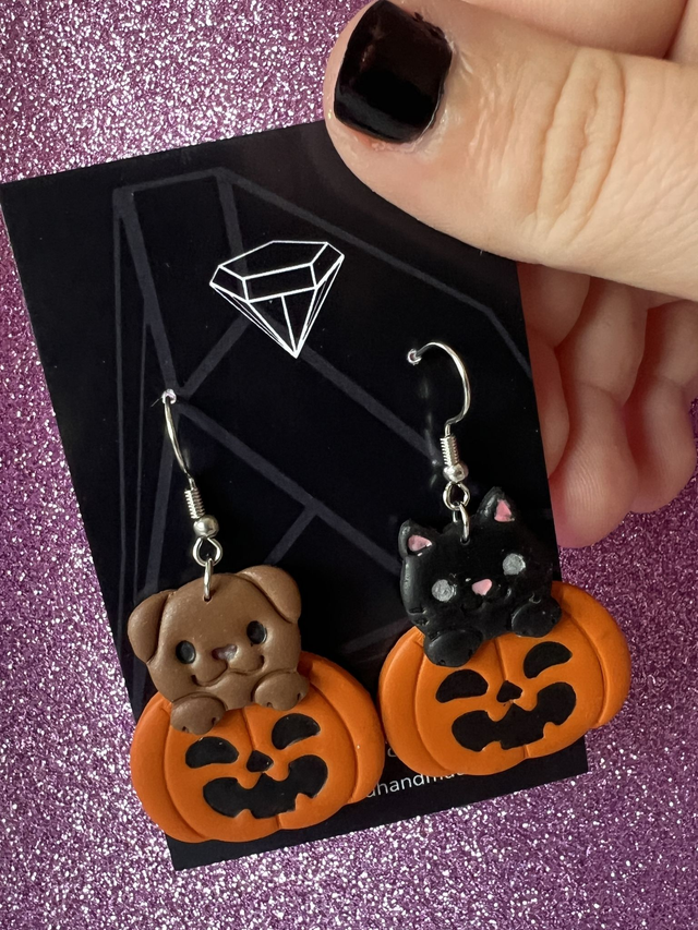 Halloween earrings - dog &amp; cats 