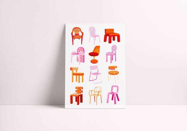Pink chair collection A4