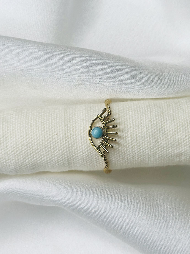 65-Bague réglable oeil avec effet chaine rigide 