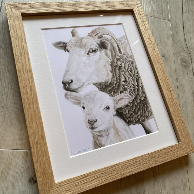 Mother and Lamb Original Drawing