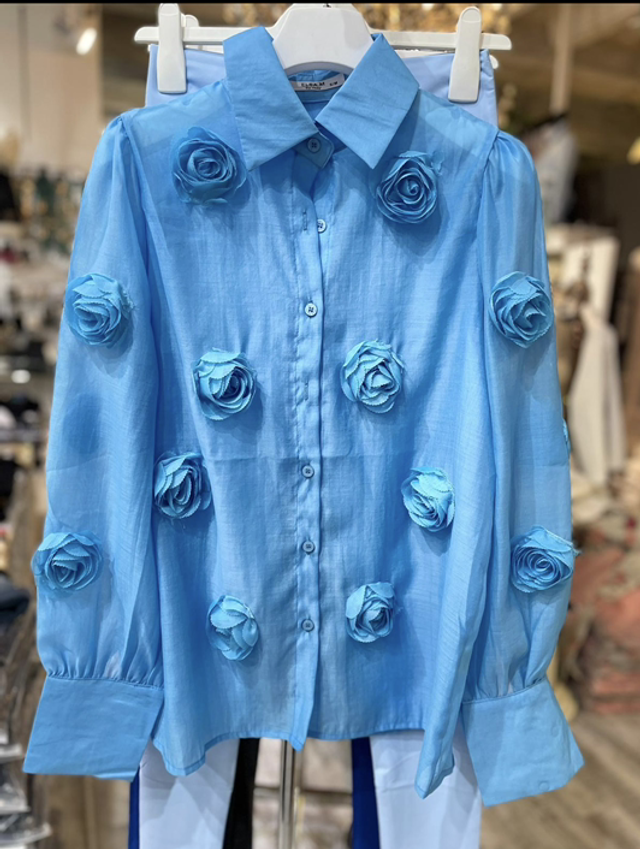 Bluse „Rose“ oceanblue 