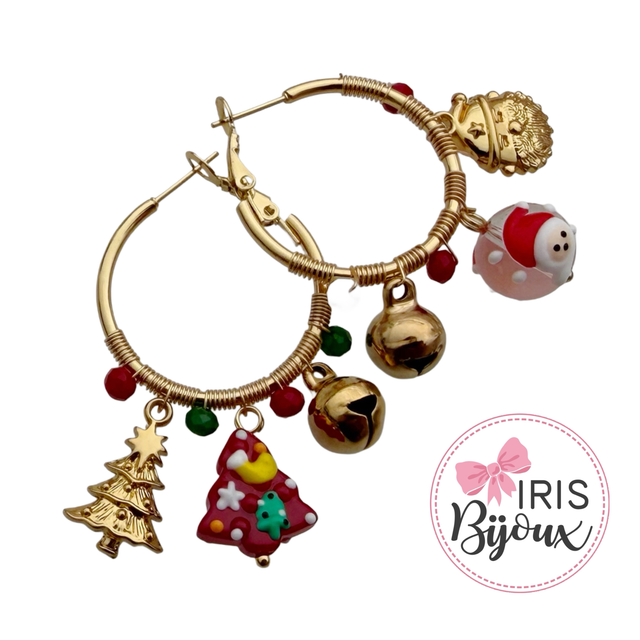 Orecchini cerchi natalizi Babbo e Alberello 