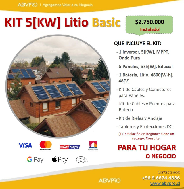 KIT 5[KW] Litio Basic (Instalación incluida)