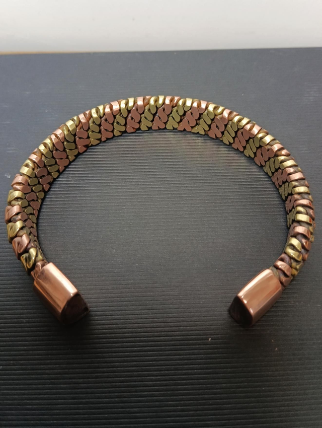 Bracelet cuivre et laiton peau de serpent 