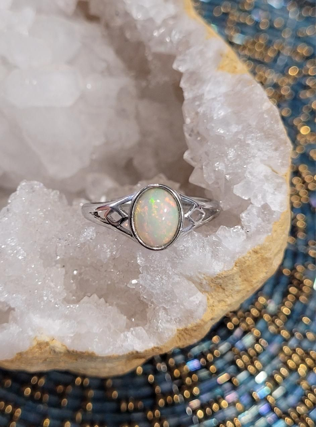 Bague Opale Éthiopienne 