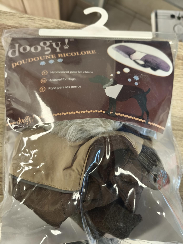 Doudoune bicolore a capuche T25 marron beige