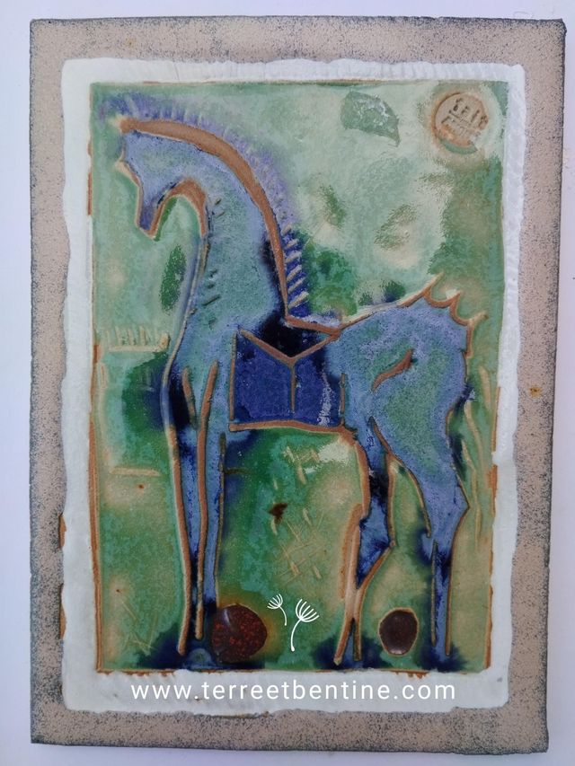 Le cheval de Dali - Encadré blanc - pièce UNIQUE - VENDU 