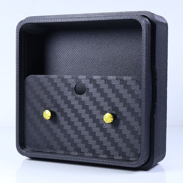 Hypoallergenic Small Vibrant Electric Cracked Yellow Black Polymer Clay Plastic Back Stud Earrings With Designer Carbon Fiber Jewellery Box