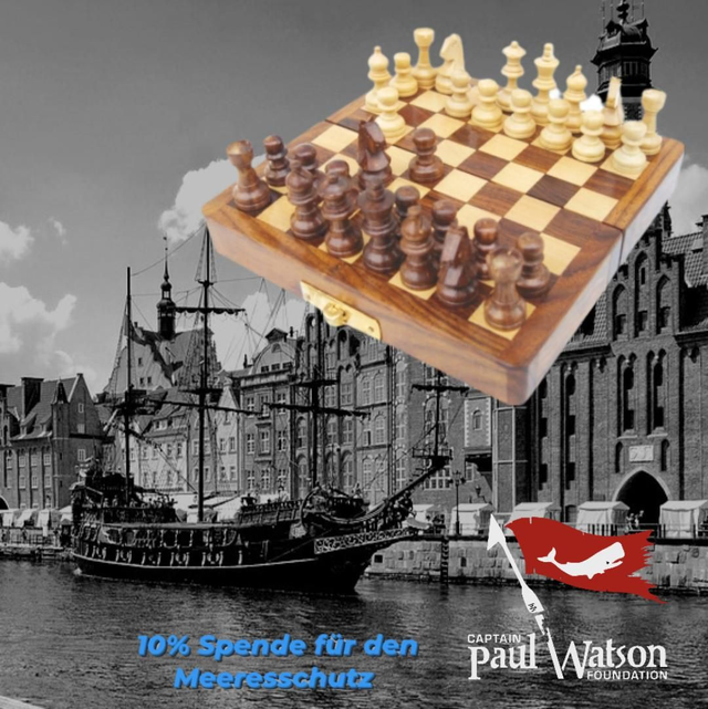 Reise-Schachbrett in Holzfaltbox 