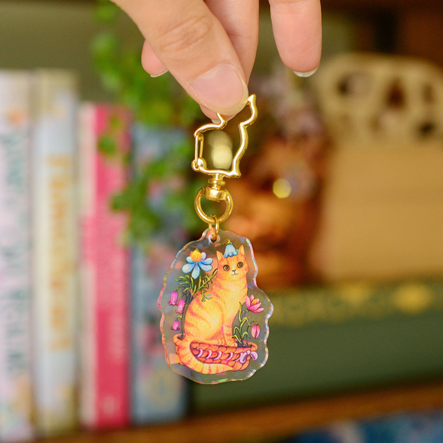 Flower Cat Holographic Acrylic Keychain