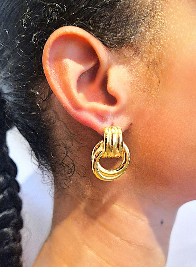 Boucles d'oreilles Anneaux entrelacés en argenté ou doré