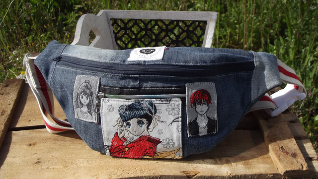 Sac banane tissus denim/ manga