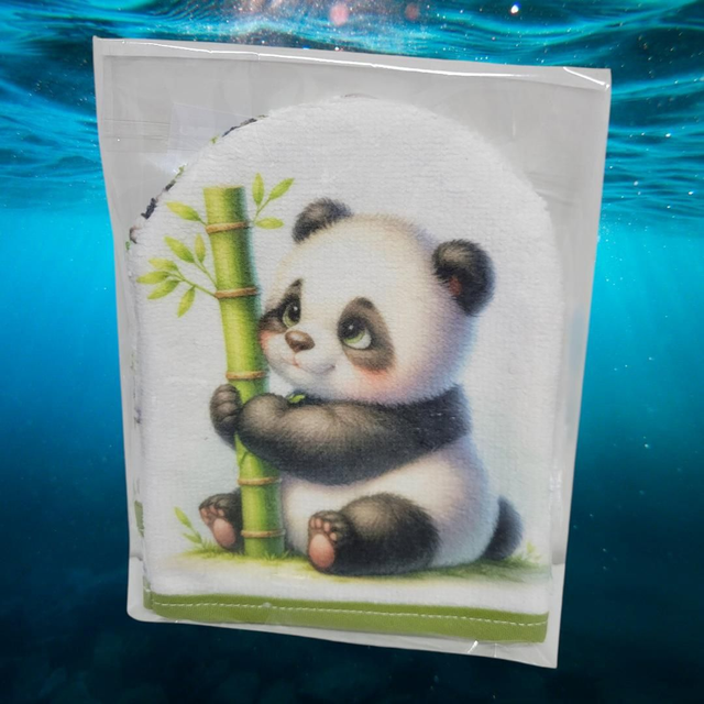 Gant de toilette panda artisanale enfant