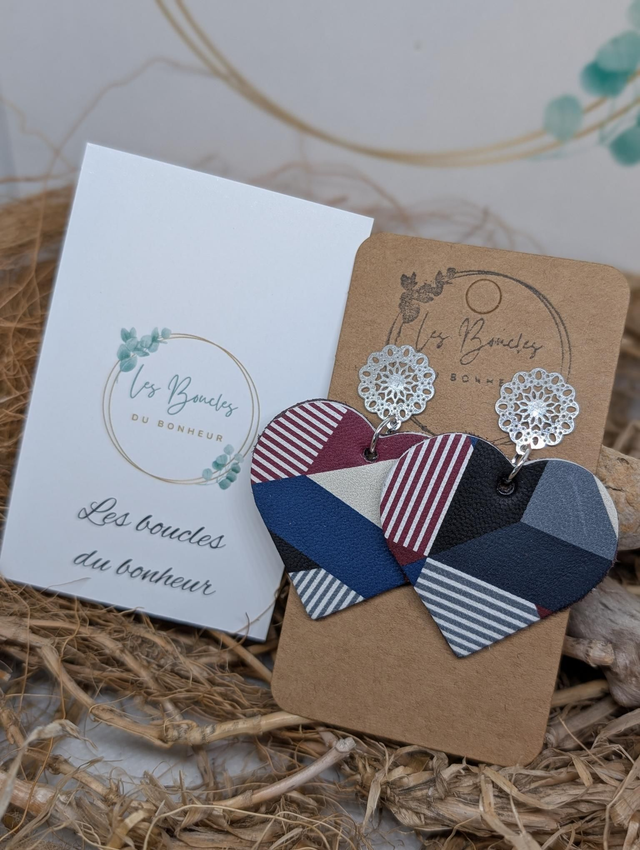 Boucles d&#039;oreilles Coeur ❤️ bleu li022