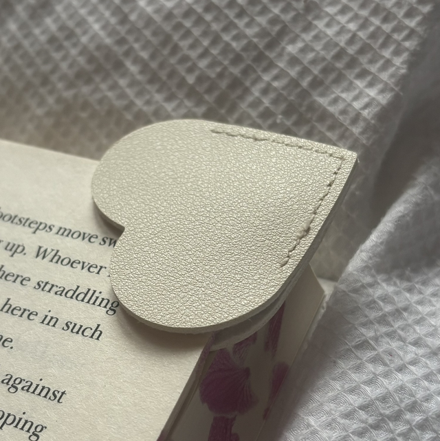 Personalised Leather Heart Bookmark | White | Engraved