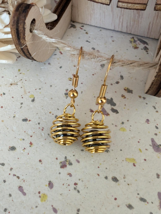 Boucles d'oreilles cage dorée 