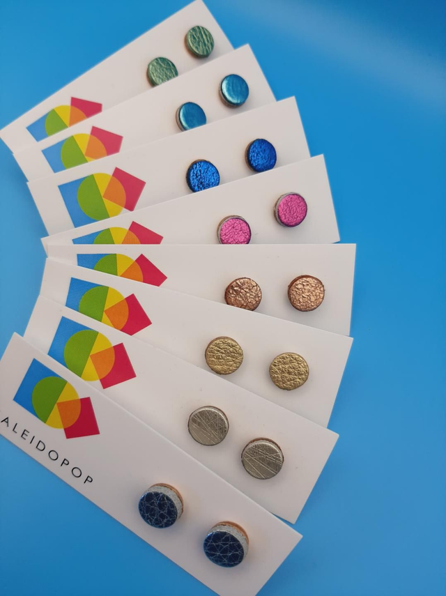 Metallic leather stud earrings 