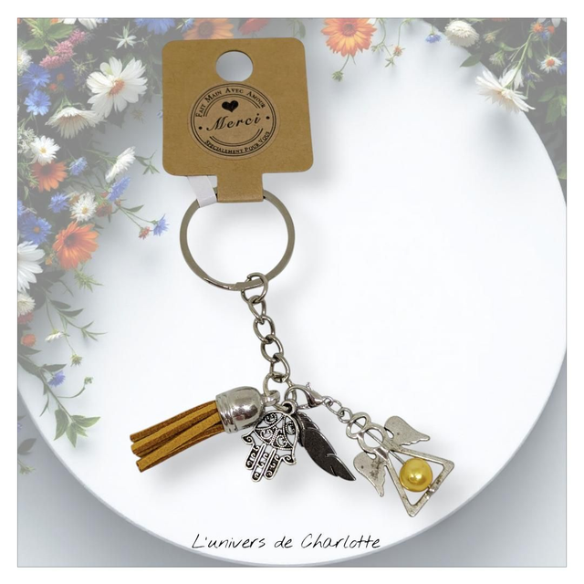 Porte-clés &quot;Hamza&quot; ange jaune PC-031