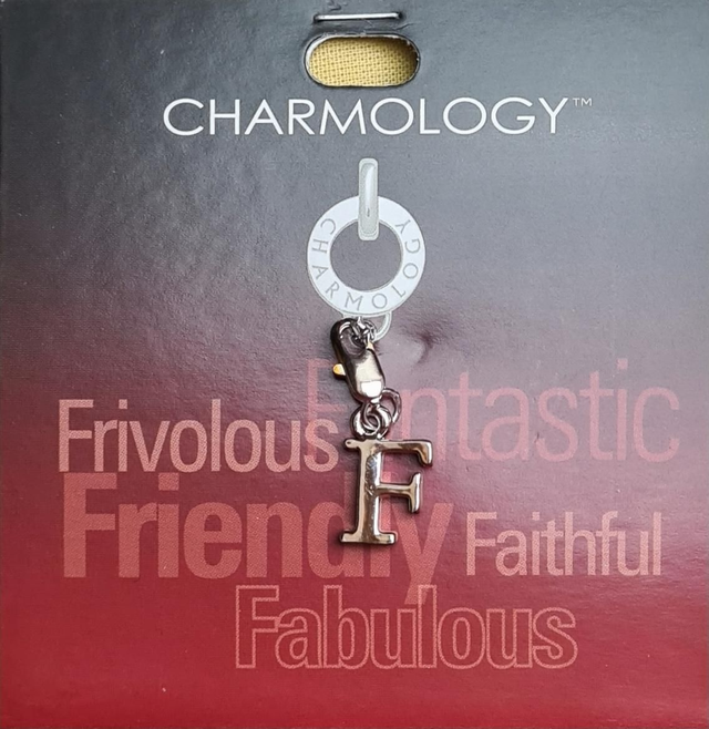 Charmology charm F silver lobster claw clasp