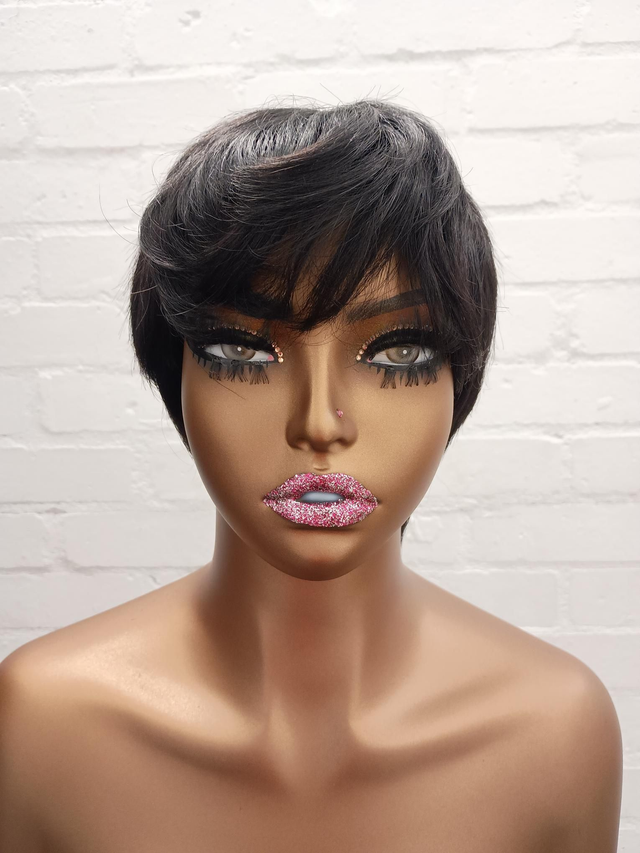 Straight Pixie 100% Human Hair Black Blonde Burgundy