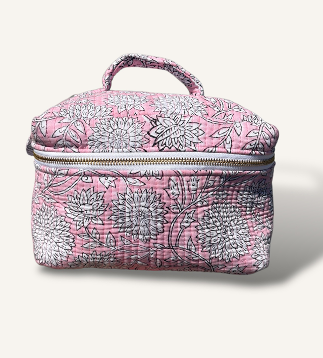 Pink Floral Vanity Bag