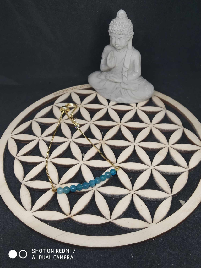 Bracelet réglable apatite bleu 4mm