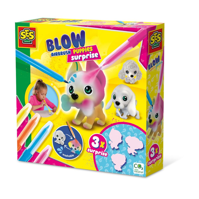 SES Creative Blow airbrush pennen Puppies surprise 3x