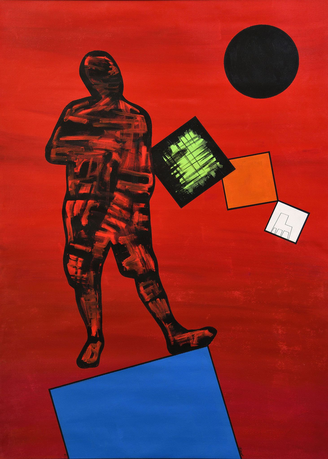 CHAIR / MAN : NOW.HERE ME #48-acrilico su tela- cm 150 x 100- anno 2019 