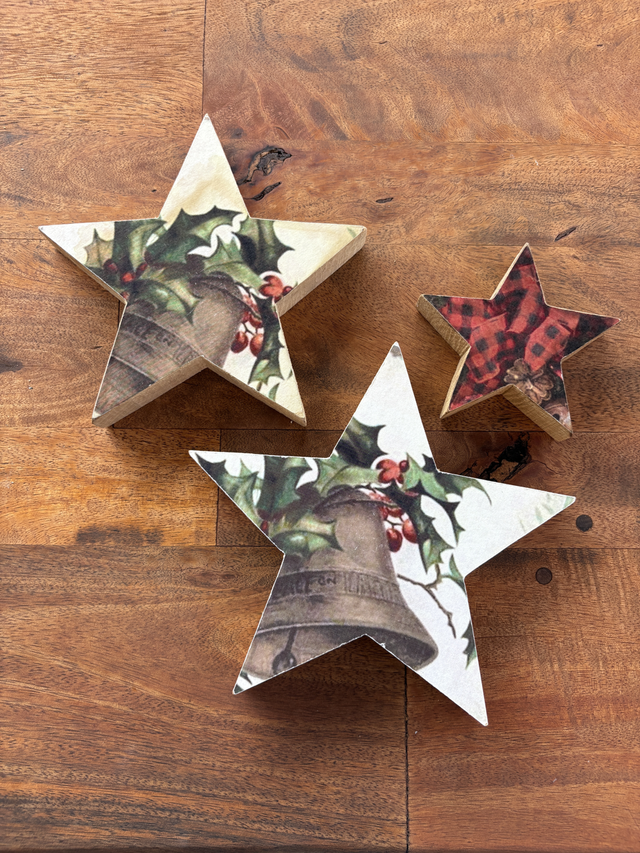 Ster met kerstopdruk (Set van 3)