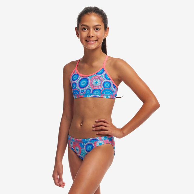GIRL&#039;S FUNKITA RACERBACK TWO PIECE BUNDJALUNG BLUE