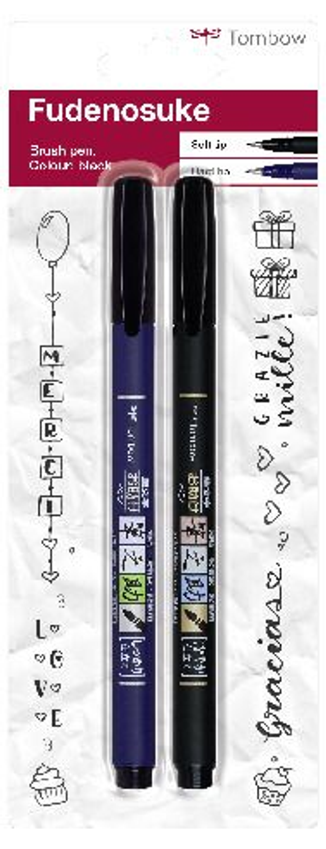 Set de 2 feutres Brush Fudenosuke noir