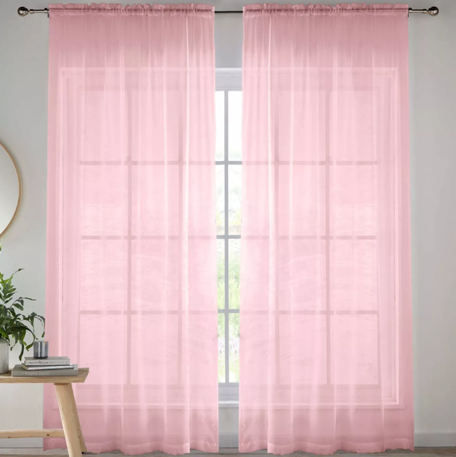 Crystal Sheer Pink Plain Voile Panels (Pair)