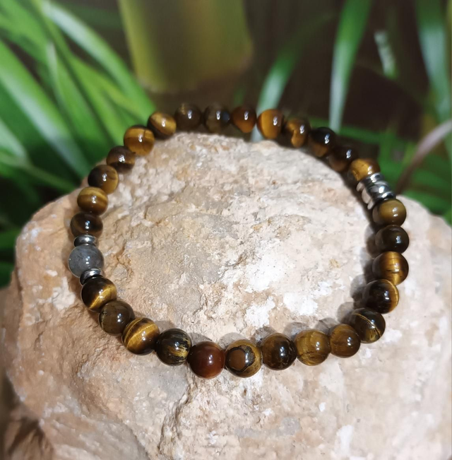 Bracelet en œil de tigre et labradorite