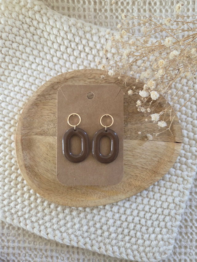 Boucles d'oreilles Sybille glossy coloris cuir